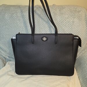 Tory Burch  Robinson Leather Tote Bag Black